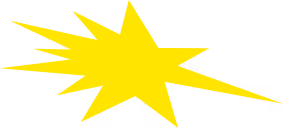 Bright yellow comic-style explosion or starburst shape with sharp irregular points on a transparent background.