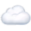 Simple white cloud icon with soft edges on transparent background.
