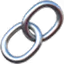 Illustration of two interlinked metal chain links.