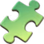 Single green puzzle piece with tabs and blanks.