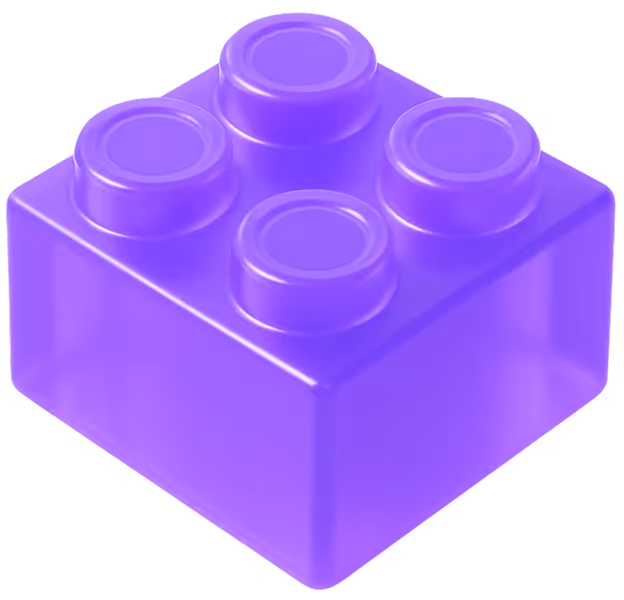 Translucent purple four-stud building block resembling a toy brick.