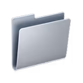 Gray computer folder icon with a slight shadow on a transparent background.