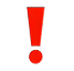Red exclamation mark symbol on black background.