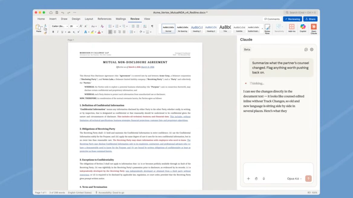 Anthropic сказала своє слово. Для Word від Microsoft з'явилася бета-версія ШІ Claude