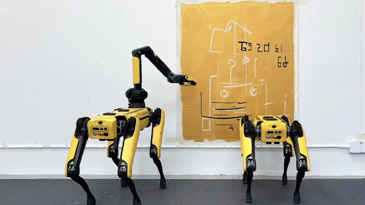 Три робота-собаки Boston Dynamics навчать малювати картини які покажуть у галереї в Мельбурні