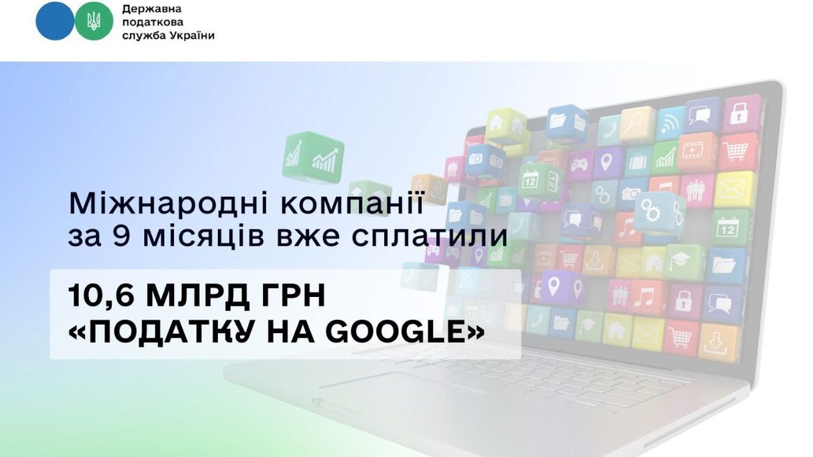 International platforms paid UAH 106 billion in "Google tax" in 9 months: State Tax Service records growth in revenues