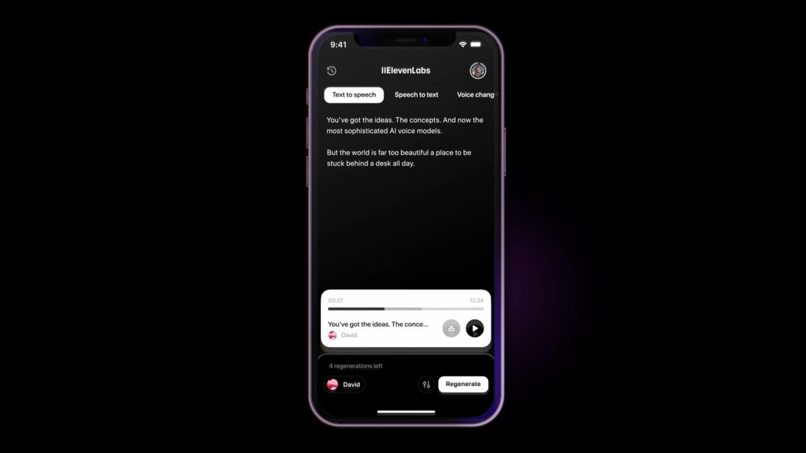 ШІ-стартап ElevenLabs випустив окремий мобільний застосунок що дозволяє генерувати голосові кліпи з тексту