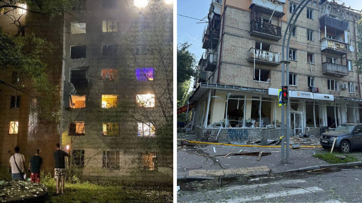 UPD. Унаслідок атаки на Київ пошкоджено гуртожитки НАУ та будівлі КПІ, а «Укрпошта» втратила два відділення