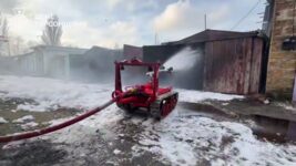 Rescuers tested the ARKAN Fire NRC, which helps extinguish fires in dangerous conditions