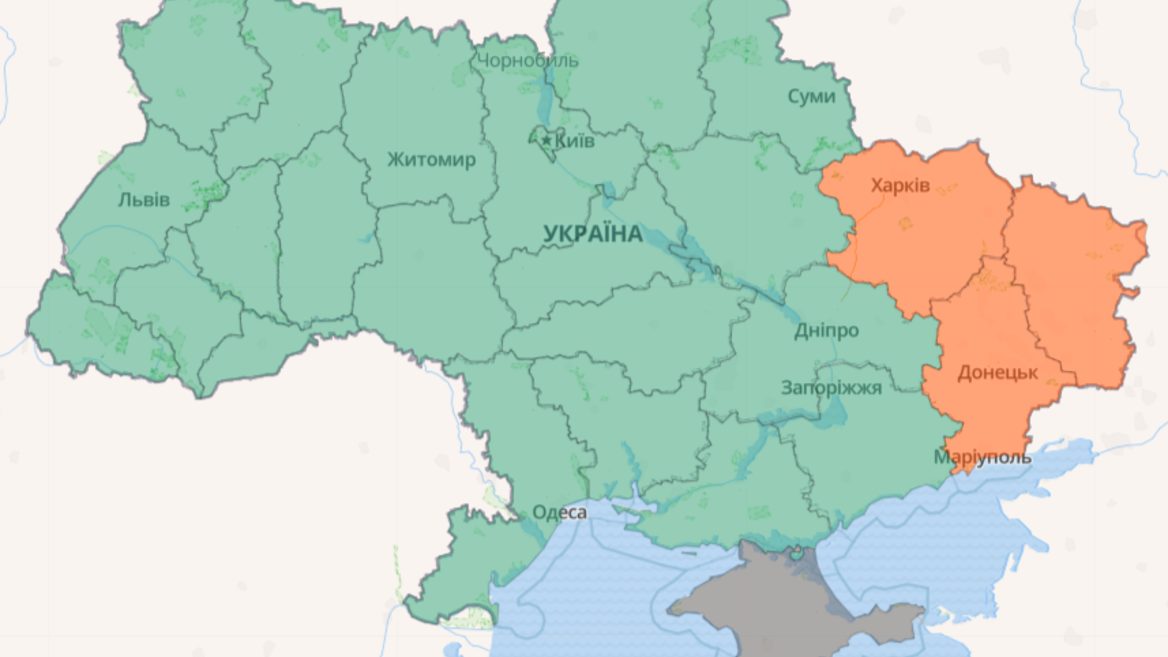 Карта воздушных тревог Украины онлайн есть Карта для оповещения по областям Украины и другие карты-уведомления