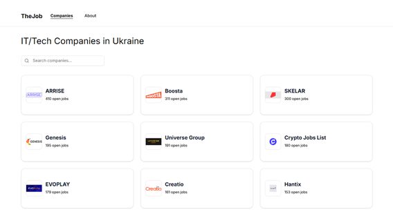 A new job search aggregator site has been launched in Ukraine, focused on IT specialists. TheJob is free and collects vacancies directly from companies