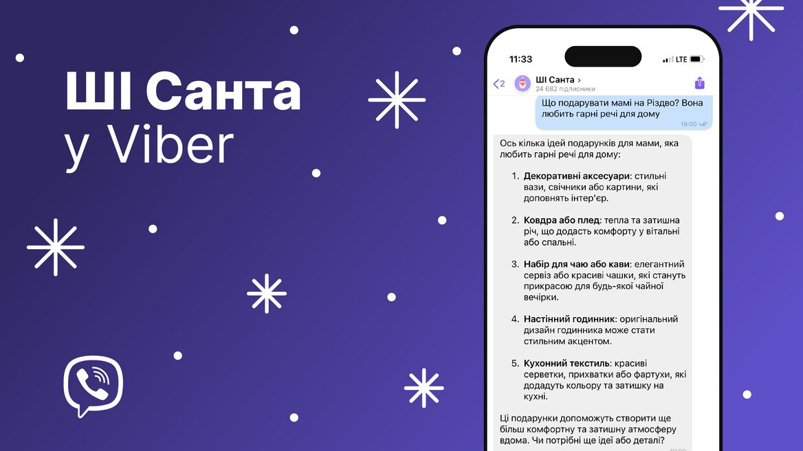 Viber запустив святкового помічника ШІ-Санту. Який його функціонал