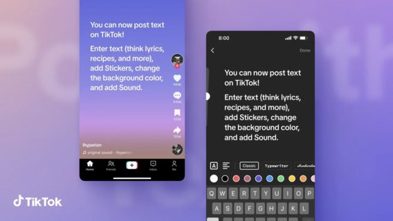 TikTok разрешил создавать текстовые публикации