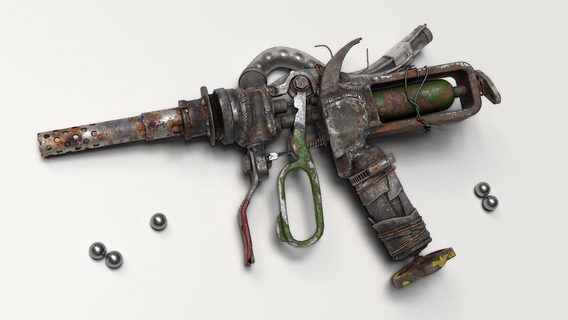 Художник создал постапокалиптический пистолет из ножниц и маховика от крана. Может ли он стрелять 