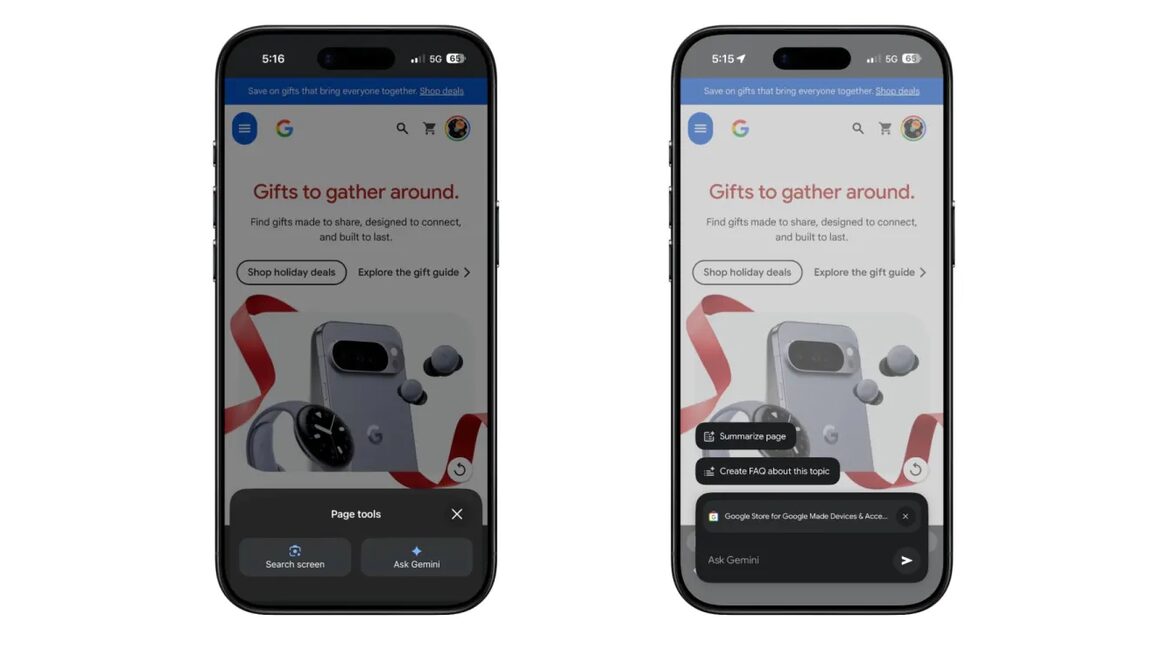 Gemini has arrived in Chrome on iPhone and pulls up AI suggestions on top of open pages