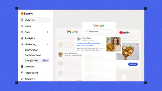 Base44 AI platform integrates native Google Ads advertising management for app developers