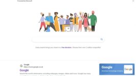 Another sad attempt by Microsoft — in the Bing search engine they created a page that looks a lot like Google and can mislead users