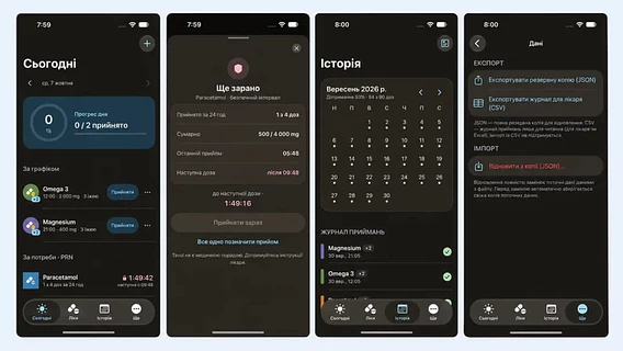 A Ukrainian developer created the Tavul application — a medication tracker with two modes of administration: on schedule and as needed
