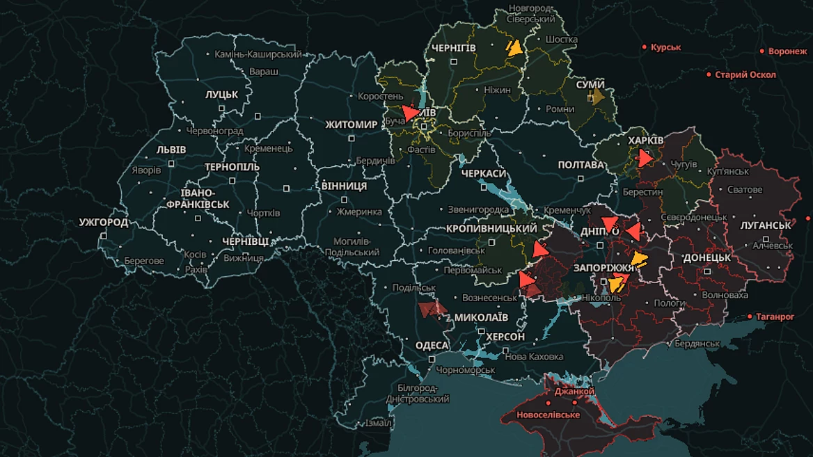 The monitor project has launched an online air threat map. It shows the movement of "shaheeds" and missiles and is updated every 20 seconds.