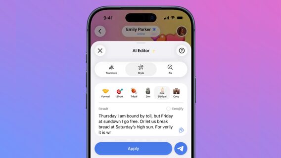 Telegram users can now write texts using an AI editor and create their own bots