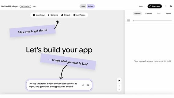 Google представила Opal — інструмент для вайбкодингу застосунків