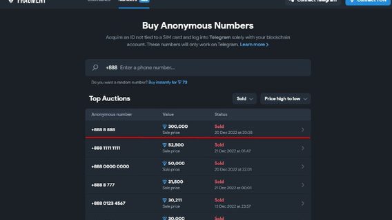 В Telegram продали самый дорогой анонимный номер в истории. Сколько заплатили за +8 888 888?
