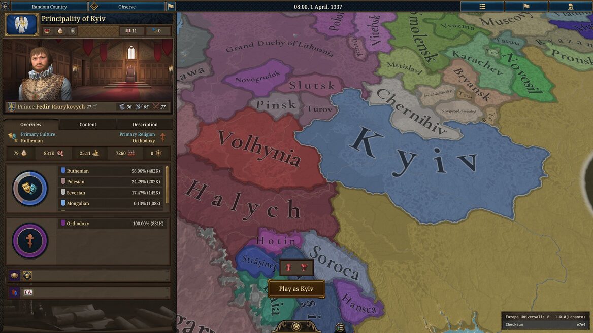 Kyiv Not Kiev. В росіян згоріло з назв українських міст в Europa Universalis V і вони випустили мод який замінює їх на зросійщені варіанти