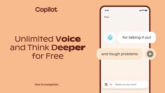Усі користувачі Copilot отримують безплатний необмежений доступ до голосового помічника Voice та функції Think Deeper на основі OpenAI o1