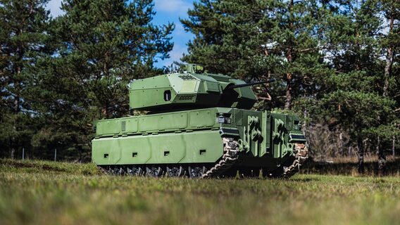 DOK-ING and Valhalla Turrets introduced the KOMODO–MANGART 25 unmanned air defense and anti-drone defense system with an integrated 25 mm turret