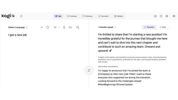 Онлайн-перекладач у стилі LinkedIn набирає популярність серед українців. Що відомо про Kagi Translatе
