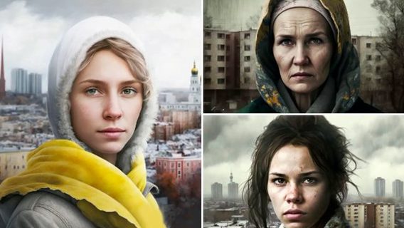 Искусственный интеллект сгенерировал женщин из разных областей Украины: на фоне руины, темнота, дым